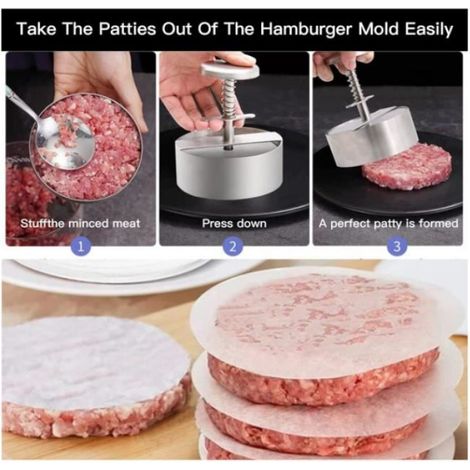 Presse Burger Acier Inoxydable Ajustable Facile Utiliser 10 paisseurs Diffrentes Acier Acier inoxydable PRESSE A HAMBURGER (1/4)