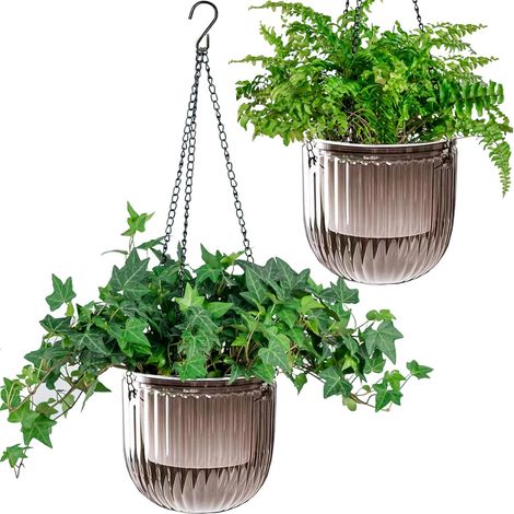 Lot de jardinières suspendues à arrosage automatique pour plantes d'intérieur avec trous de drainage, jardinières suspendues pour pots de fleurs d'extérieur