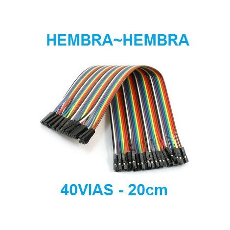Cables Dupont Hembra - Hembra 40 Vias  20 Cm Colores Pro-0244
