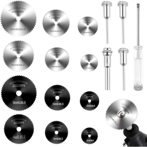 Set mit 17 Trennscheiben für Dremel-Zubehör, multifunktionale Mini-Rotationsbohrer aus Hochgeschwindigkeitsstahl für Dremel, zum Schneiden von Metall, Holz, Kunststoff und Metall (1/4)