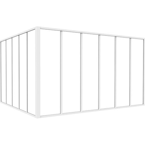 Vetrata angolare L180 x L150 x H105 in Alluminio termolaccato Stile atelier Bianco - BAYVIEW