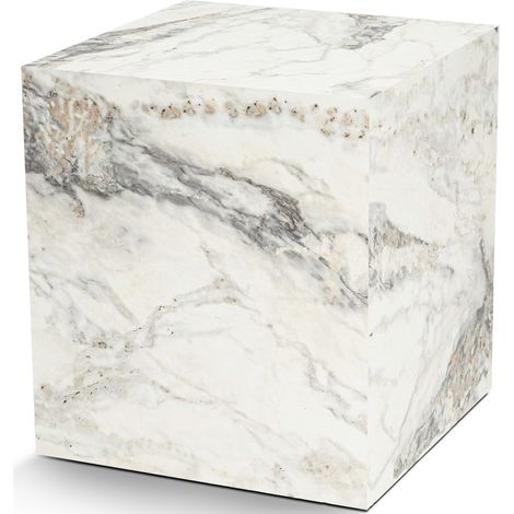 Table d'appoint cubique effet Marbre blanc 45 cm - Vanya