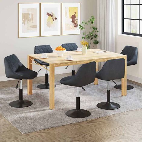 Lot de 6 chaises de salle à manger pivotantes en velours gris foncé réglables en hauteur - PANGIVO (1/5)