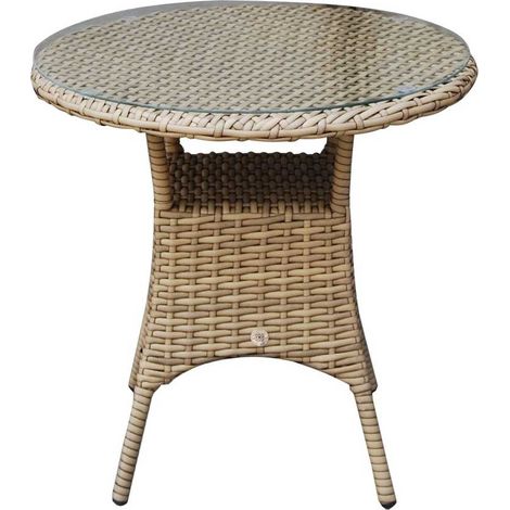Signature Weave Darcey Wicker 2 Seater Bistro Dining Table Natural Round 70cm