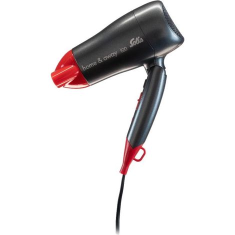 Solis 96171 Home and Away Asciugacapelli 1800 W Tecnologia Ionica 3 Temperature 2 Velocita' Funzione Baby Care Manico Pieghevole con Bocchetta per Styling colore Antracite-Rosso (1/5)