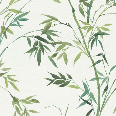 Erismann Watercolor Bamboo Leaves Wallpaper Natural Botanical Elegant Serene