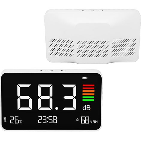 GARRYFIZH Sonomètre Numérique de Bureau 30-130dBA avec Détection de Temp/Humidité DM219N, pour École/Bibliothèque/Maison (1/5)
