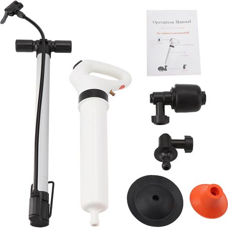 Déboucheur WC à Air Comprimé Manuel Haute Pression avec 3 Têtes Interchangeables pour Toilettes Évier Baignoire et Canalisation ABS (1/5)