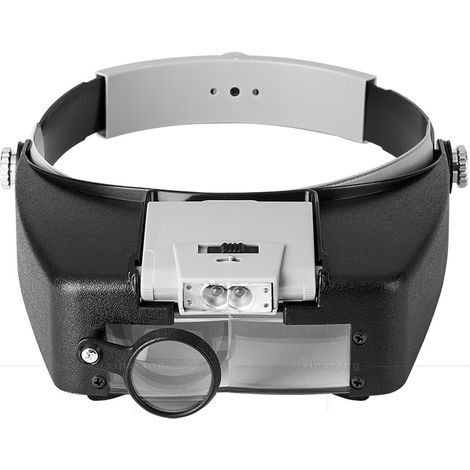 Headband Loupes 1.5X 3X 6.5X 8X Loupe Lunettes avec 2 Lampes LED Frontale pour Les Réparations Lecture Fabrication Bijoux (1/5)