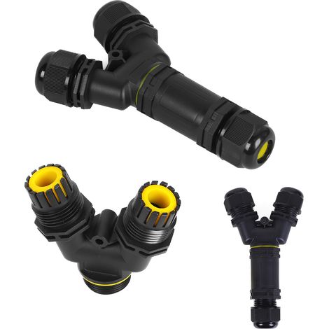 Connecteur de câble en Y étanche IP68 à 3 voies Alcapower pour câblage électrique extérieur, courant 16 A, tension 380 V, 3 pôles, presse-étoupe M25 (1/2)