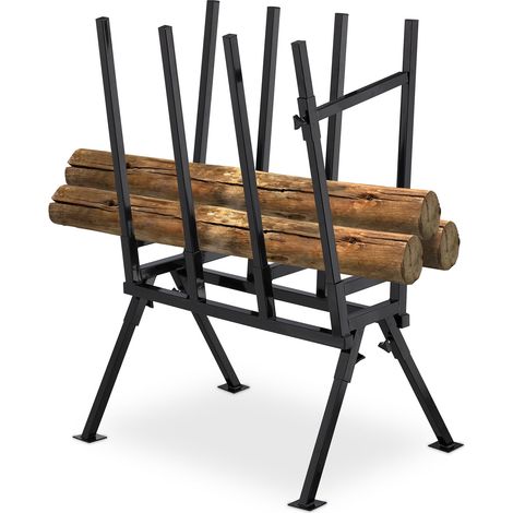 Relaxdays Caballete para Motosierra, Soporte Cortar Leña, Ajustable, hasta 400 kg, Acero Resistente, 107x81x53 cm, Negro (1/5)