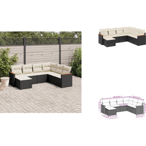 Salon de jardin 7 pcs avec coussins noir résine tressée - Ensemble Salon De Jardin - Meuble De Jardin - Canapé Extérieur - Rotin Synthétique - Résine Tressée