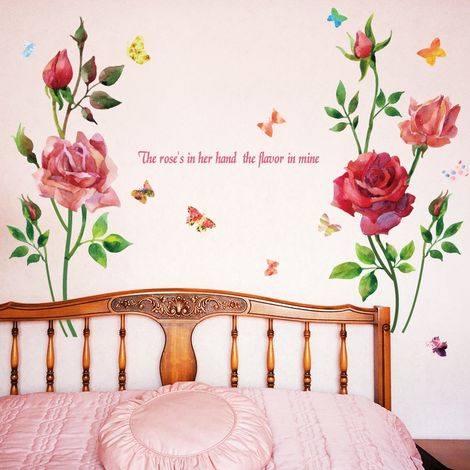 Stickers muraux de roses peintes à la main (Dimensions : 142 cm x 105 cm) (1/5)