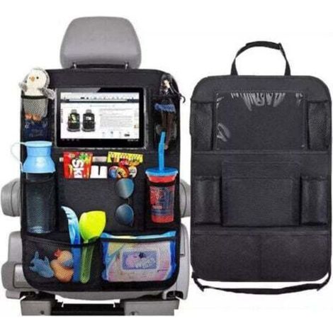 2Pcs Organisateur de Voiture, Protège-Siège Arrière Voiture Enfants Kick Mats, Protection Arrière de Siège Auto Imperméable, Support Tablette Transparent Rangement de Voiture, Multi-Poches (1/4)