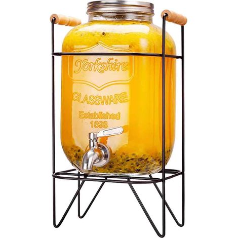 Distributeur De Boisson - 4 L - Avec Robinet Et Couvercle - Transparent Et Base Noire - Pour Limonade Et Boissons Fraîches - 1 Pièce (1/5)