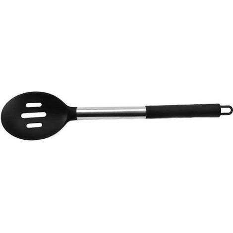 Cuillère de service de cuisine rouge, de qualité alimentaire, pour mélanger et servir lors de réceptions à la maison.-Black Slotted Spoon