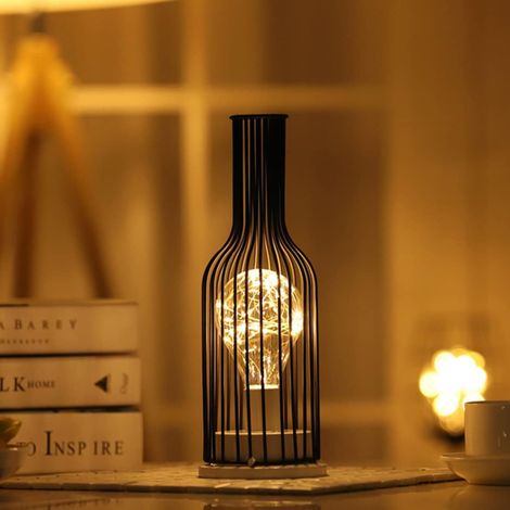 LED lampe de bureau bouteille de vin lampe Table industrielle en métal en fer forgé décoration maison moderne, usage domestique (1/5)