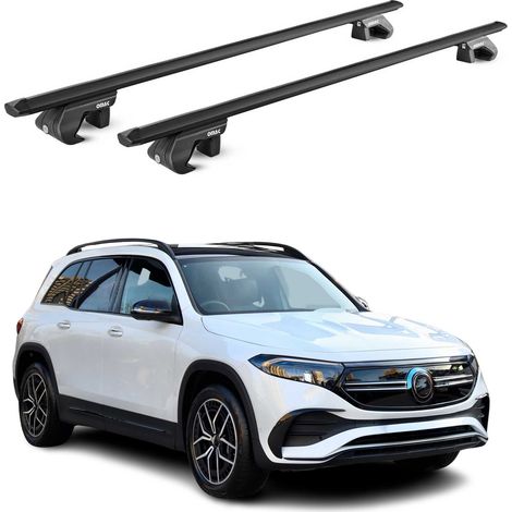 OMAC Dachträger Aluminium TÜV geprüft für Mercedes EQB X243 2022-2026 – Für Standard Dachreling – T Nut – Max 90 kg – 2 Schlösser Schwarz (1/5)