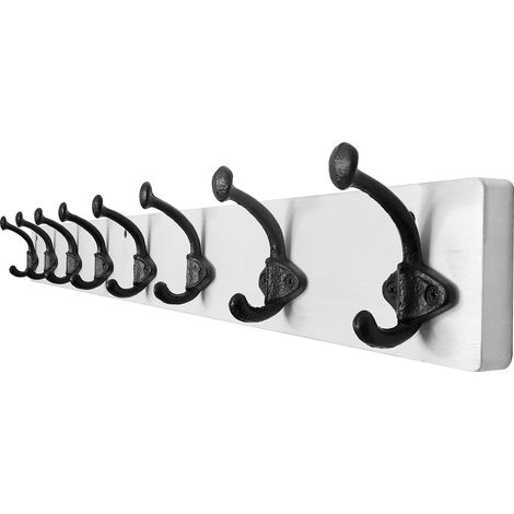Porte Manteau Mural,8 Crochets En Fonte,Patère Murale,Bois Massif Porte Manteau Salle De Bain pour Manteaux Veste,Blanc (1/5)