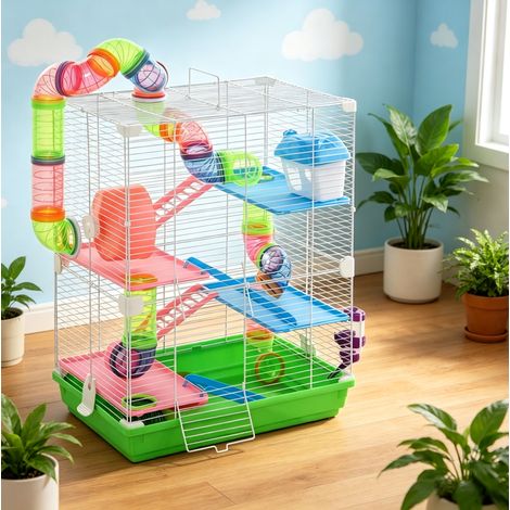 Haustierkäfig,Gerbil Haus,Hamster Haus,5-stufiges Vertikales Design Kleiner Tierhabitatkäfig (1/5)