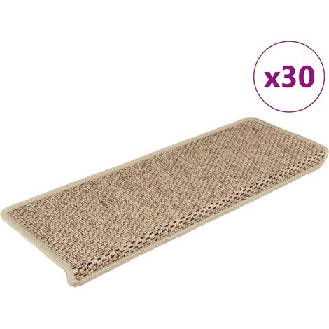 Tapis d'escalier-Moquette d'escalier-Tapis de marches autocollants 30 pcs 65x21x4 cm sable 412239 (1/5)