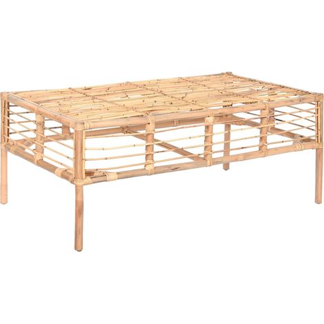 Table basse rotin naturel élégance pour salon cosy - Bois naturel léger et chaleureux (1/5)