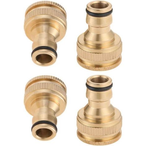 Raccord Rapide - Tuyau D Arrosage - Filetage Femelle 19 mm Et 12 mm - En Laiton - Pour Robinet Jardin - Lot De 4 (1/5)