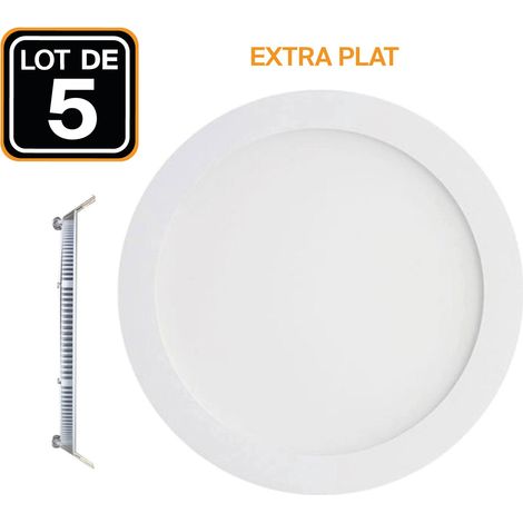 5 Spot Encastrables LED 18W Rond Extra-Plat Blanc Neutre 4500K