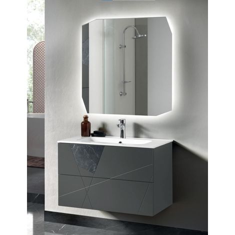 Mobile da bagno sospeso moderno base 80 CRIZIA con lavabo ANTRACITE OPACO (1/5)