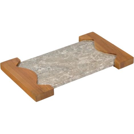Planche à découper 38 cm en marbre gris et bois de teck - ZEPHYR (1/5)