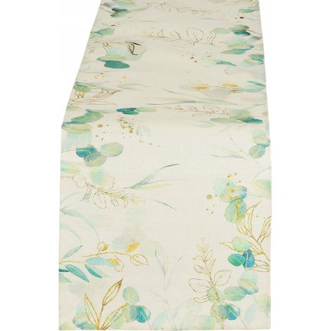 DEKORATIVE TISCHLÄUFER PREMIUM GLATTE BLUMENVERZIERTE TISCHDECKE 180x32cm (1/5)