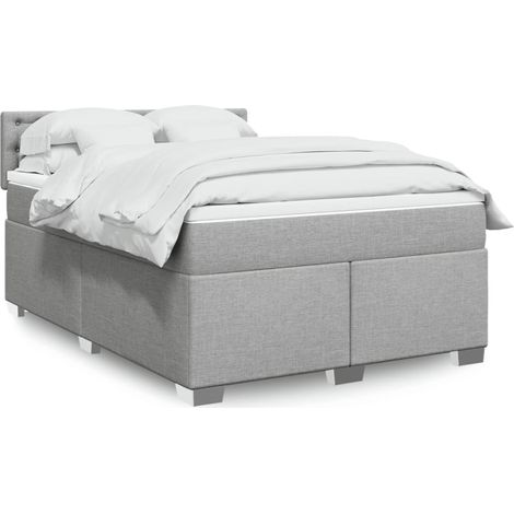 Boxspringbett mit Matratze Hellgrau 160x200 cm Stoff