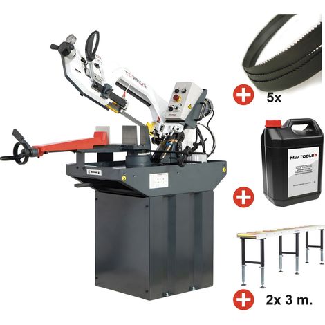 Pack scie à ruban pour métaux 225 mm - 230 V - Vitesse variable - 2 convoyeurs 3 m - 5 rubans - Liquide de coupe 5 L Torros SC281GV PACK 4 (1/5)