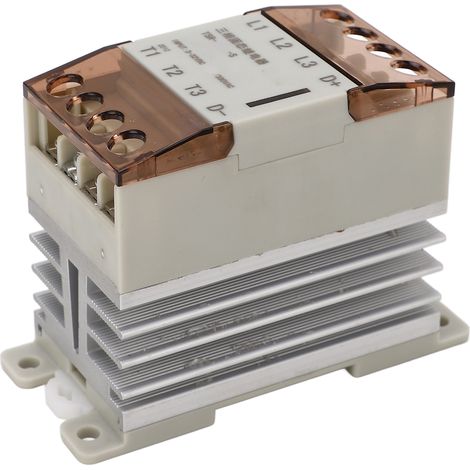 Relais statique triphasé avec radiateur, tension de commande 3-32 V CC, tension de charge 24-380 V CA, boîtier blanc, 10 A, TSR 10DA S (1/5)