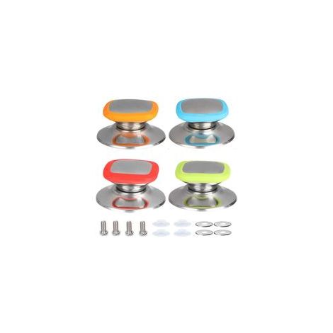 Juego de 4 pomos para tapas de ollas, asas de repuesto universales para tapas de ollas (rojo, azul, verde, naranja) - Crezuo