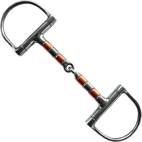 Mors cheval inox bouche cuivre anneau D articulation unique professionnel (1/4)
