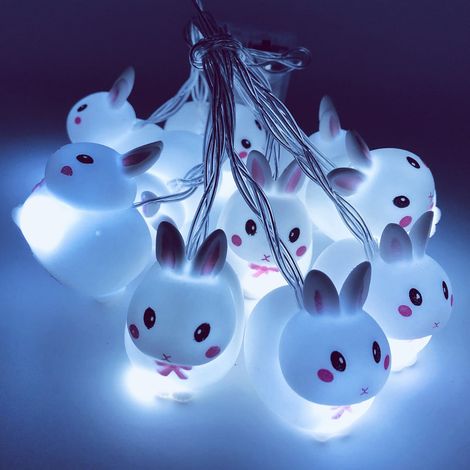 Guirlande Lumineuse Lapin De Pâques - 10 Ampoules LED - Longueur 1,65 M - Alimentation USB - Étanche IP44 - Pour Décoration Intérieure Et Extérieure (1/3)