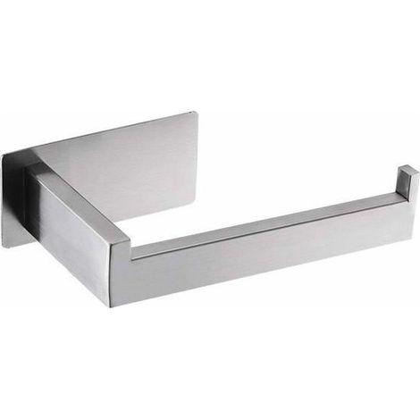Porte-papier toilette mural adhésif 3M en acier inoxydable 304 gris (15,7 x 7,5 cm) - support rouleau carré (1/5)