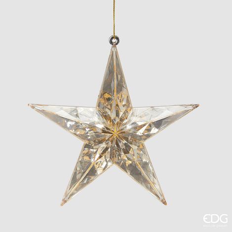 EDG Enzo De Gasperi Decoro Diamante Stella di Natale da Appendere L 3,5 Cm D 13,5 Cm Pp Champagne