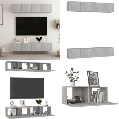 Juego de muebles de salón 4 piezas gris hormigón 80x30x30 cm - Muebles de TV - Muebles modernos