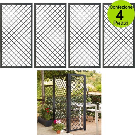 Multipack 4 pz tralicci fissi 0,90 x h 1,80 metri con cornice in metallo stell trellis colore antracite (1/2)