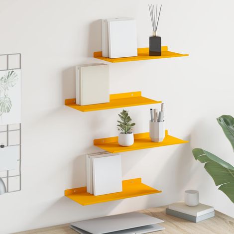 Schwebendes Regal 4 pcs Senfgelb 40 x 18 x 2,5 cm Stahl