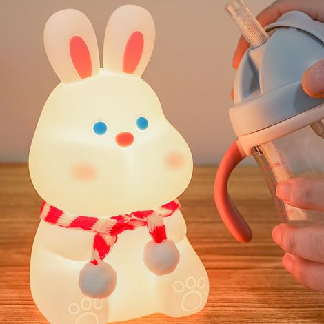 Dudu Rabbit Silikonlampe, ein entzückendes Cartoon-Geschenk zum Jahr des Hasen, mit farbenfrohen Tippbewegungen und USB-betriebener Einschlafhilfe. (1/5)