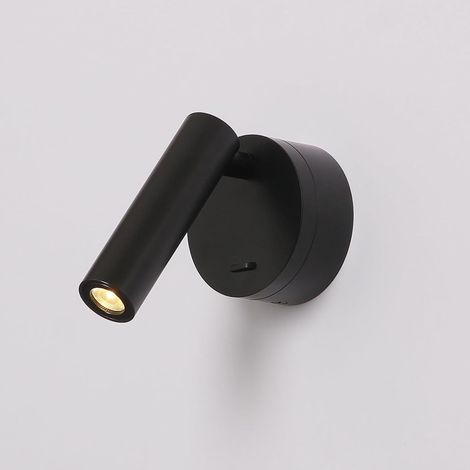 Aplique LED de pared para interiores de 3W y 3000K, lámpara de lectura de mesilla de noche con interruptor ajustable para dormitorios y hoteles (aluminio, negro) (1/5)