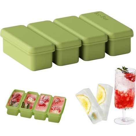 Le vaschette per cubetti di ghiaccio in silicone possono essere utilizzate per preparare cubetti di zuppa o come vassoi per il congelatore per conservare zuppe, salse e altri alimenti. (Verde) (1/5)