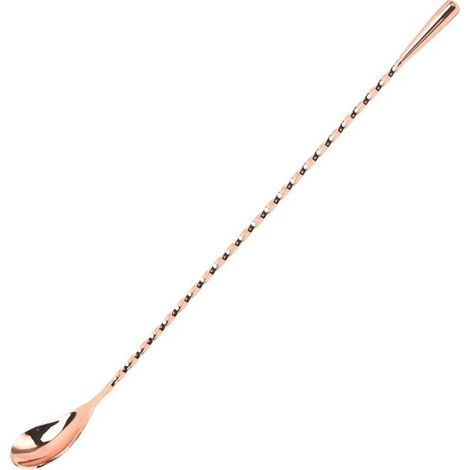 Cuchara de cóctel, cuchara de cóctel de acero inoxidable de 30 cm, cuchara larga para remover, cuchara de cóctel con mango largo, apta para coctelera, diseño en espiral (rosa)