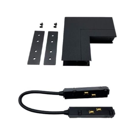Connecteur Angle Sortant pour Rail Magnétique en Saillie Noir + Connecteur Souple - SILUMEN (1/4)