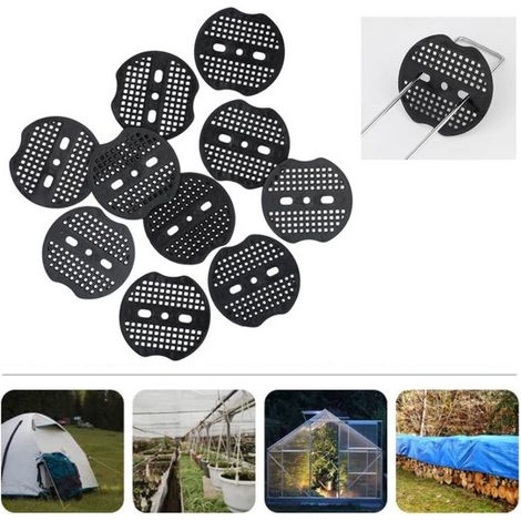 Lot de 10 entretoises pour poteaux de jardin - Anneaux de rechange en plastique indéchirable - Patins de fixation - Convient pour poteaux de jardin, couvre-sols, toiles de paillage, filets de jardin, (1/5)