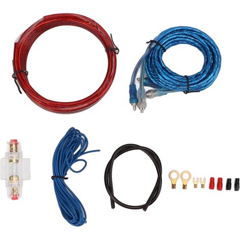 Kit de câblage pour amplificateur de voiture de calibre 8 avec câble d'alimentation et câble audio RCA pour haut-parleur et subwoofer de voiture (1/5)