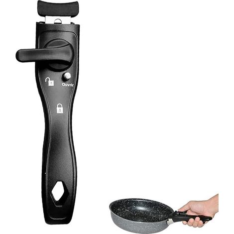 Universeller Topfgriff, ergonomischer Hitzeschutzgriff, abnehmbarer Hitzeschutzgriff, für Kochgeschirr, Wokpfanne, Topf (Schwarz)